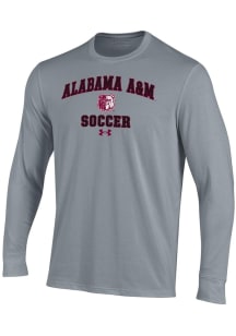 Under Armour Alabama A&M Bulldogs Grey Soccer Performance Long Sleeve T Shirt