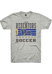 Jacob Redenfors Pitt Panthers Ash NIL Striped Short Sleeve Player T Shirt