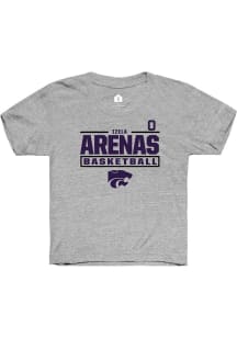 Izela Arenas K-State Wildcats Youth Grey NIL Stacked Box Player Tee