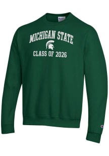 Champion Michigan State Spartans Mens Green Font Class of 2026 Powerblend Long Sleeve Crew Sweatsh..