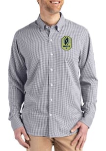 Cutter and Buck Nashville SC Mens Black Gingham LS Woven Long Sleeve Dress Shirt