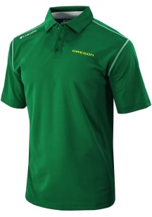 Columbia Oregon Ducks Mens Green Heat Seal Omni Wick Shotgun Short Sleeve Polo