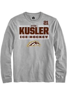 Ryan Kusler Western Michigan Broncos Grey NIL Stacked Box Long Sleeve Player T Shirt