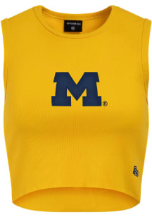 Hype and Vice Michigan Wolverines Womens Maize Cut Off Tank Top