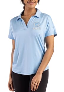 Cutter and Buck Green Bay Packers Womens Light Blue Mono Coastline Short Sleeve Polo Shirt