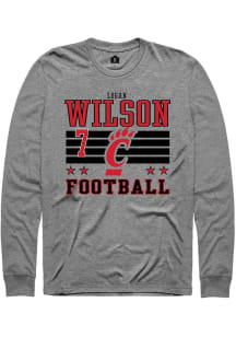 Logan Wilson Cincinnati Bearcats Grey Football NIL Striped Long Sleeve Player T Shirt