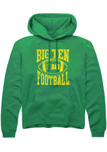 Rally Big Ten Mens Kelly Green Football Arch Long Sleeve Hoodie