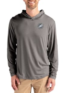 Cutter and Buck Miami Dolphins Mens Graphite Mono Coastline Eco Long Sleeve Lightweight Hoodie