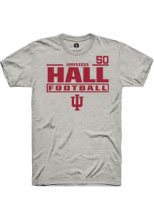 Jhrevious Hall Indiana Hoosiers Ash Football NIL Stacked Box Short Sleeve Player T Shirt