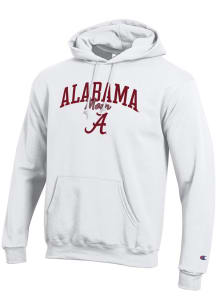 Champion Alabama Crimson Tide Mens White Mom Script Powerblend Long Sleeve Hoodie