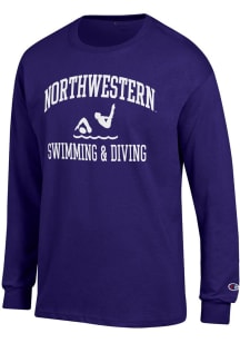 Champion Northwestern Wildcats Purple Swimming & Diving Icon Jersey Long Sleeve T Shirt