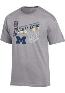 Champion Michigan Wolverines Grey MBB Final Four 2026 Jersey Short Sleeve T Shirt