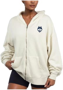 UConn Huskies Womens White French Terry Long Sleeve Full Zip Jacket