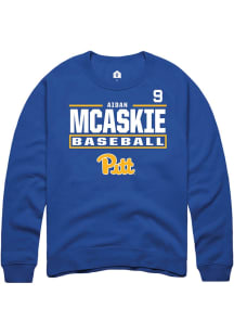 Aidan McAskie Pitt Panthers Mens Blue NIL Stacked Box Player Crew