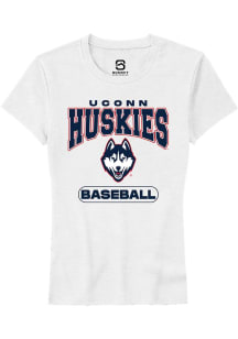 Summit Sportswear UConn Huskies Womens White Baseball Short Sleeve T-Shirt