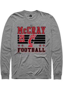 CJ McCray Cincinnati Bearcats Grey Football NIL Striped Long Sleeve Player T Shirt