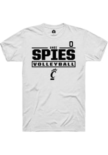Andi Spies Cincinnati Bearcats White NIL Stacked Box Short Sleeve Player T Shirt