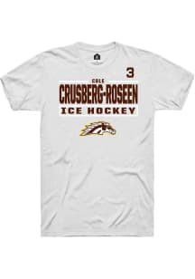 Cole Crusberg-Roseen Western Michigan Broncos White NIL Stacked Box Short Sleeve Player T Shirt