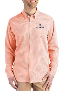 Cutter and Buck Illinois Fighting Illini Mens Orange Skyline Long Sleeve Dress Shirt