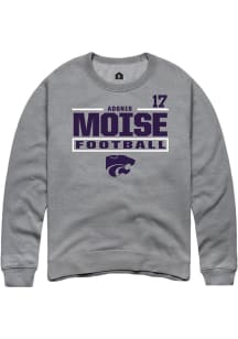 Adonis Moise K-State Wildcats Mens Graphite Football NIL Stacked Box Player Crew