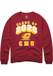 Summit Sportswear Central Michigan Chippewas Mens Maroon Class of 2026 Long Sleeve Crew Sweatshirt