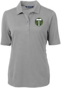 Cutter and Buck Portland Timbers Womens Grey Virtue Eco Pique Short Sleeve Polo Shirt