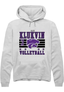 Alex Klukvin K-State Wildcats Mens White NIL Striped Player Hood