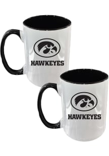 Iowa Hawkeyes Logo + Wordmark 2 Pack Inner Color Ceramic Mug - White
