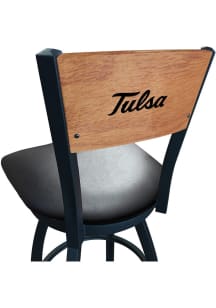 Tulsa Golden Hurricane Vinyl Seat Maple Back Swivel Pub Stool - Black