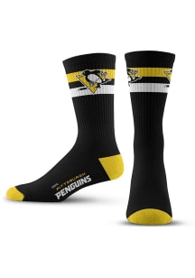 Pittsburgh Penguins Black 2 Stripe Youth Crew Socks