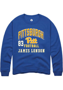 James London Pitt Panthers Mens Blue Football NIL Arch Logo Player Crew