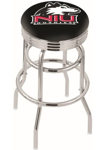 Northern Illinois Huskies Double-Ring Swivel Chrome Pub Stool - Black