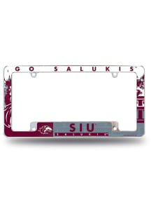 Southern Illinois Salukis Primary All Over Chrome License Plate Frame - White