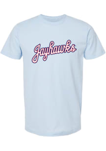 Summit Sportswear Kansas Jayhawks Light Blue Script Wordmark Short Sleeve Fashion T Shirt