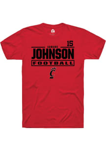 Jamari Johnson Cincinnati Bearcats Red Football NIL Stacked Box Short Sleeve Player T Shirt