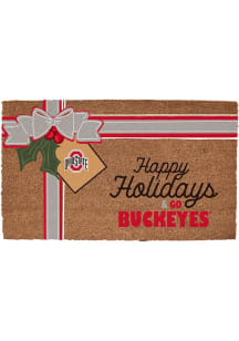 Ohio State Buckeyes Holiday Bow 19.5x29.5 Door Mat