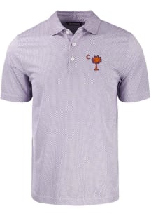 Cutter and Buck Clemson Tigers Mens Purple Symmetry Print Short Sleeve Polo
