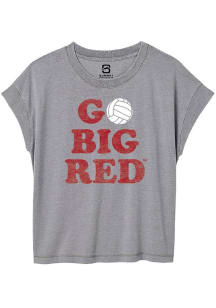 Summit Sportswear Nebraska Cornhuskers Womens Grey Go Big Red Short Sleeve T-Shirt