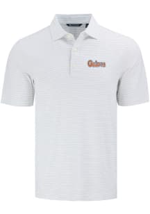 Cutter and Buck Florida Gators Mens White Fine Line Script Short Sleeve Polo