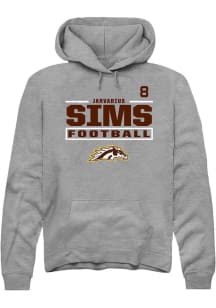 Jarvarius Sims Western Michigan Broncos Mens Grey Football NIL Stacked Box Player Hood