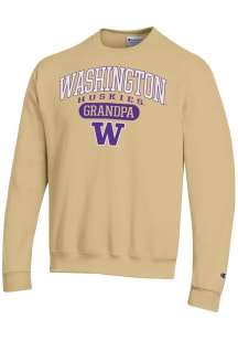 Champion Washington Huskies Mens Gold Pill Box Grandpa Powerblend Long Sleeve Crew Sweatshirt