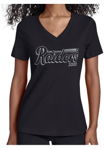 Starter Las Vegas Raiders Womens Black Groovy Script Short Sleeve T-Shirt