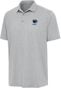 Antigua Penn State Nittany Lions Mens Grey Heather Dad Par 3 Short Sleeve Polo