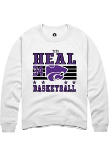 Tess Heal K-State Wildcats Mens White NIL Striped Player Crew