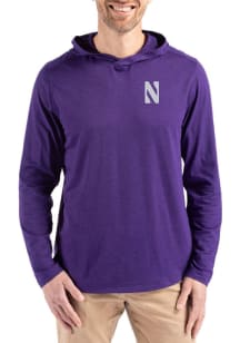 Cutter and Buck Northwestern Wildcats Mens Purple Coastline Eco Long Sleeve Lightweight Hoodie