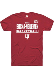 Zania Socka-Nguemen Indiana Hoosiers Crimson NIL Stacked Box Short Sleeve Player T Shirt