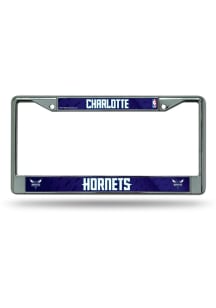 Charlotte Hornets Decal Chrome License Plate Frame - Silver