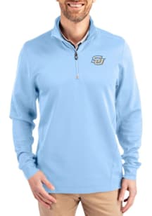 Cutter and Buck Southern University Jaguars Mens Light Blue Traverse Long Sleeve Qtr Zip Pullover