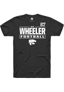 Ben Wheeler K-State Wildcats Black Football NIL Stacked Box Short Sleeve Player T Shirt