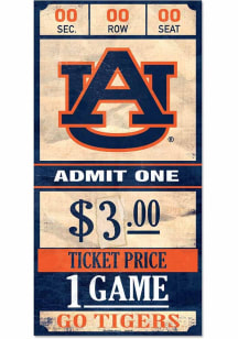 Auburn Tigers 6x12 Ticket Wood Sign - Brown